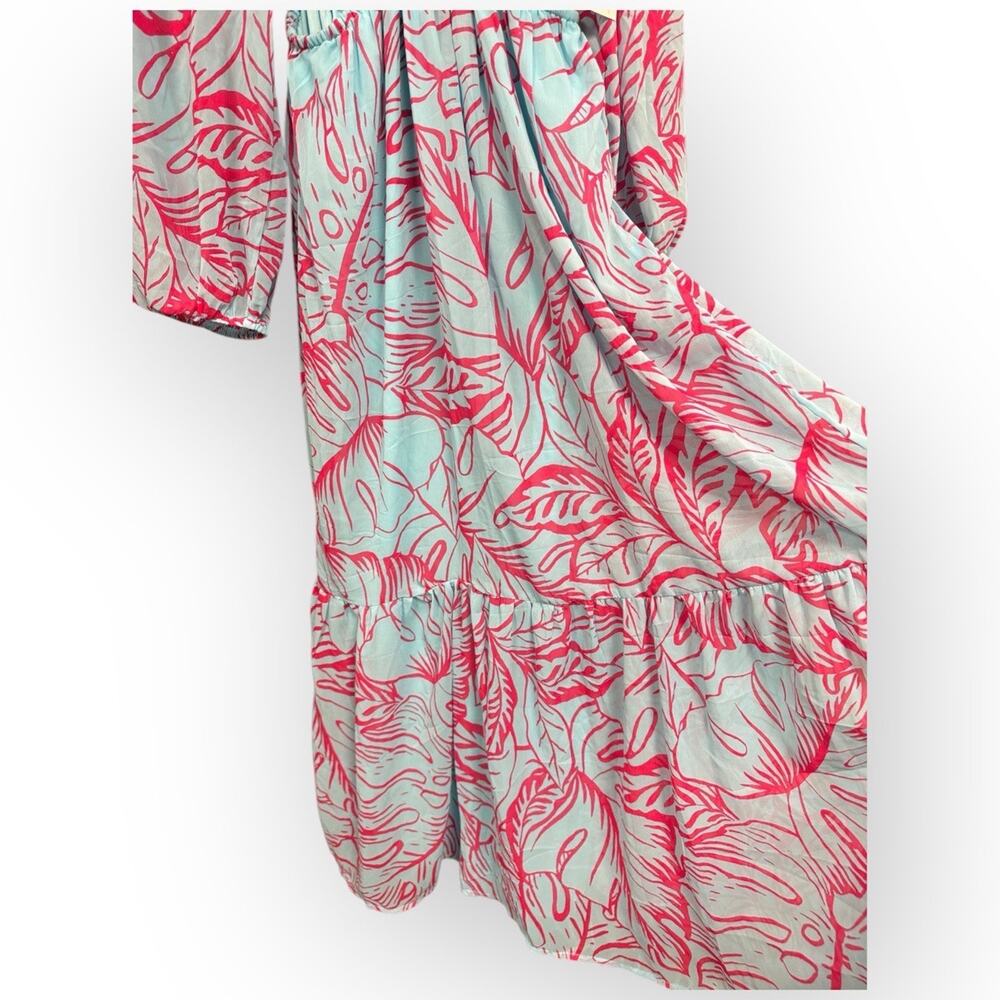 NWT Jessica Simpson Women’s Teal Blue and Pink Floral Chiffon Maxi Dress -Small - Picture 9 of 11